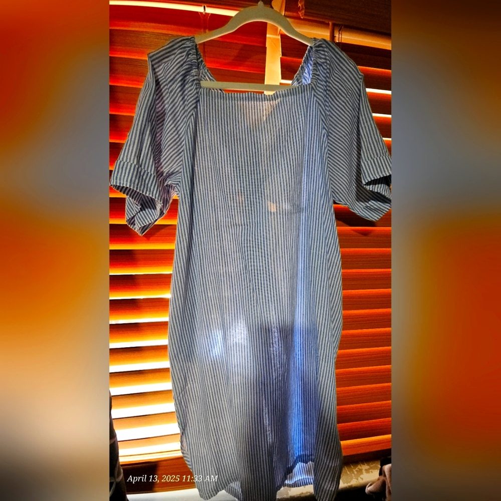 BNWT Blue Stripe Korean Style DRESS